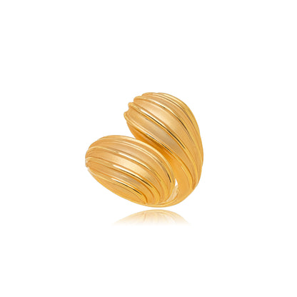 Avery - Maxi metal ring with lines and movement, finished with rounded edges