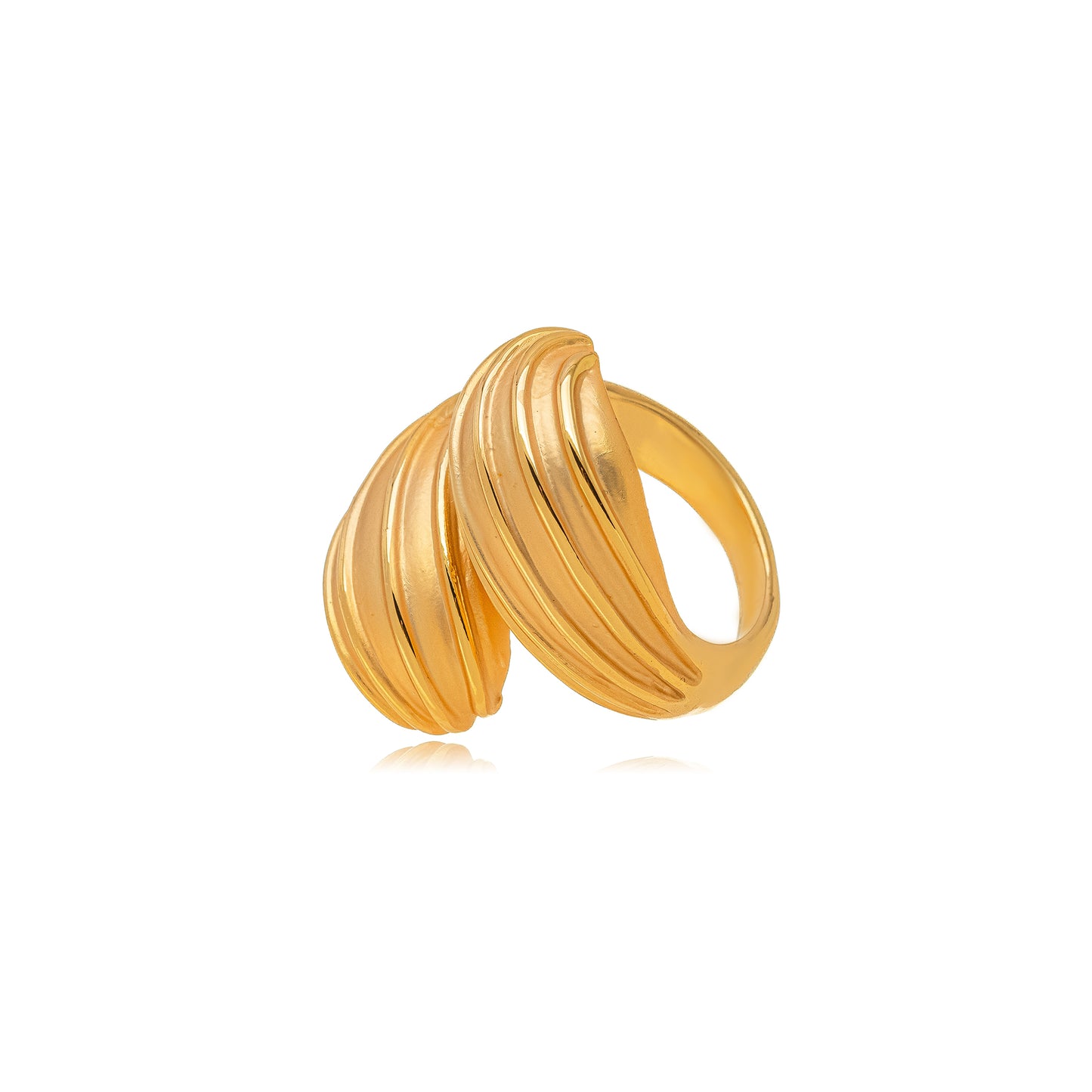 Avery - Maxi metal ring with lines and movement, finished with rounded edges