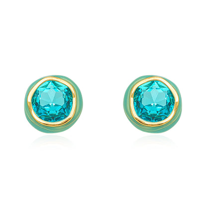 Elaine - Earrings rounded with a central large stone
