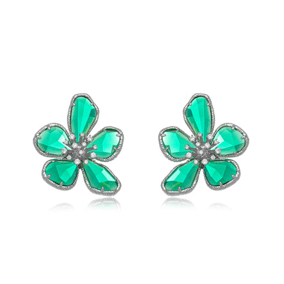 Fernanda- gemstone flower earring