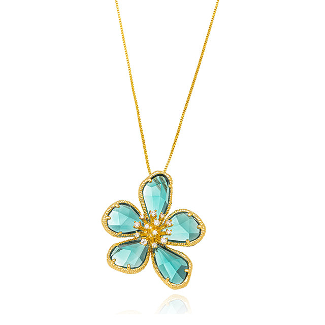 Fernanda- gemstone flower necklace