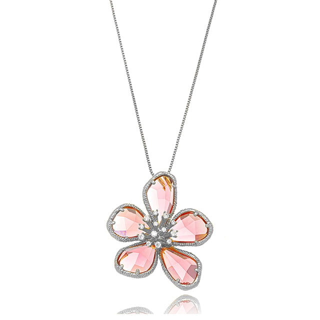 Fernanda- gemstone flower necklace