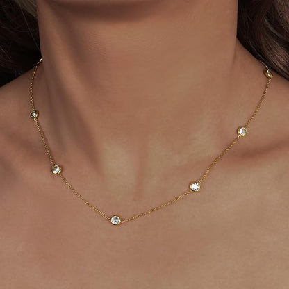 Moana - Satellite Bezel Set Cubic Zirconia Necklace