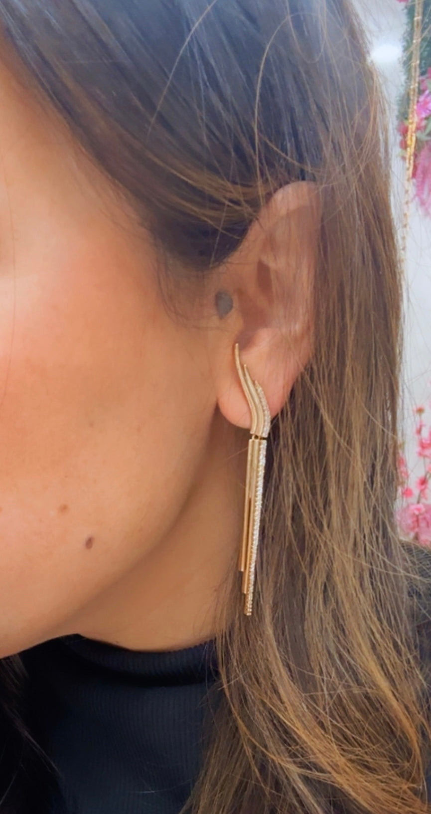 Allegra - Long earrings plated in 18k gold and zirconias