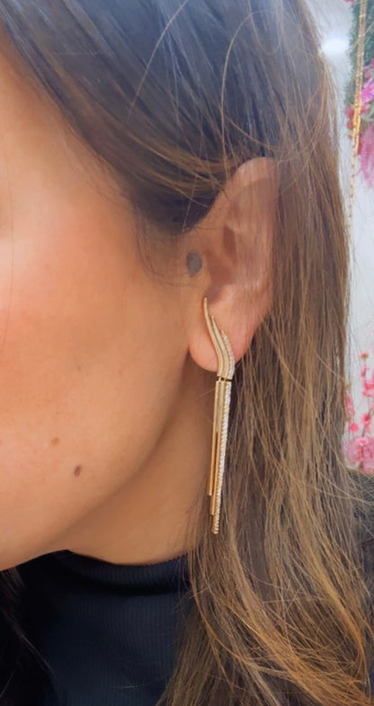 Allegra - Long earrings plated in 18k gold and zirconias