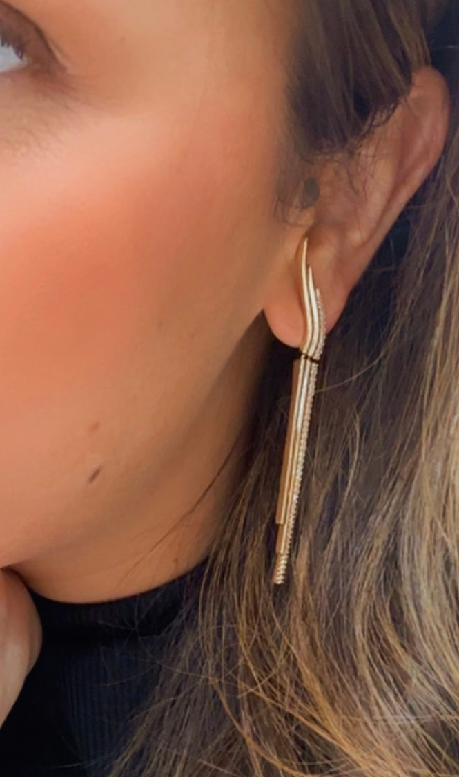 Allegra - Long earrings plated in 18k gold and zirconias