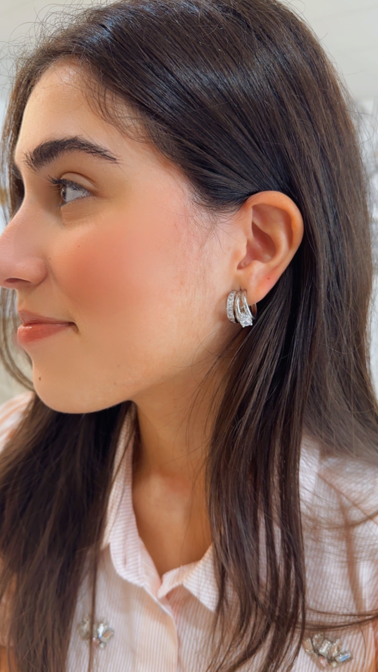 Duda - Rhodium-Plated Earrings with Zirconia Detailing