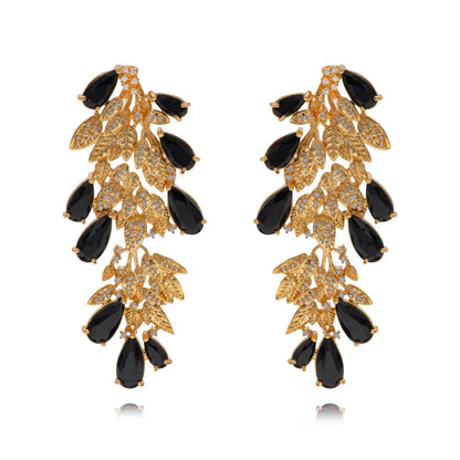 Primula - old Earrings, plated in 18k gold with crystal zirconias highlighted by teardrop-shaped stones