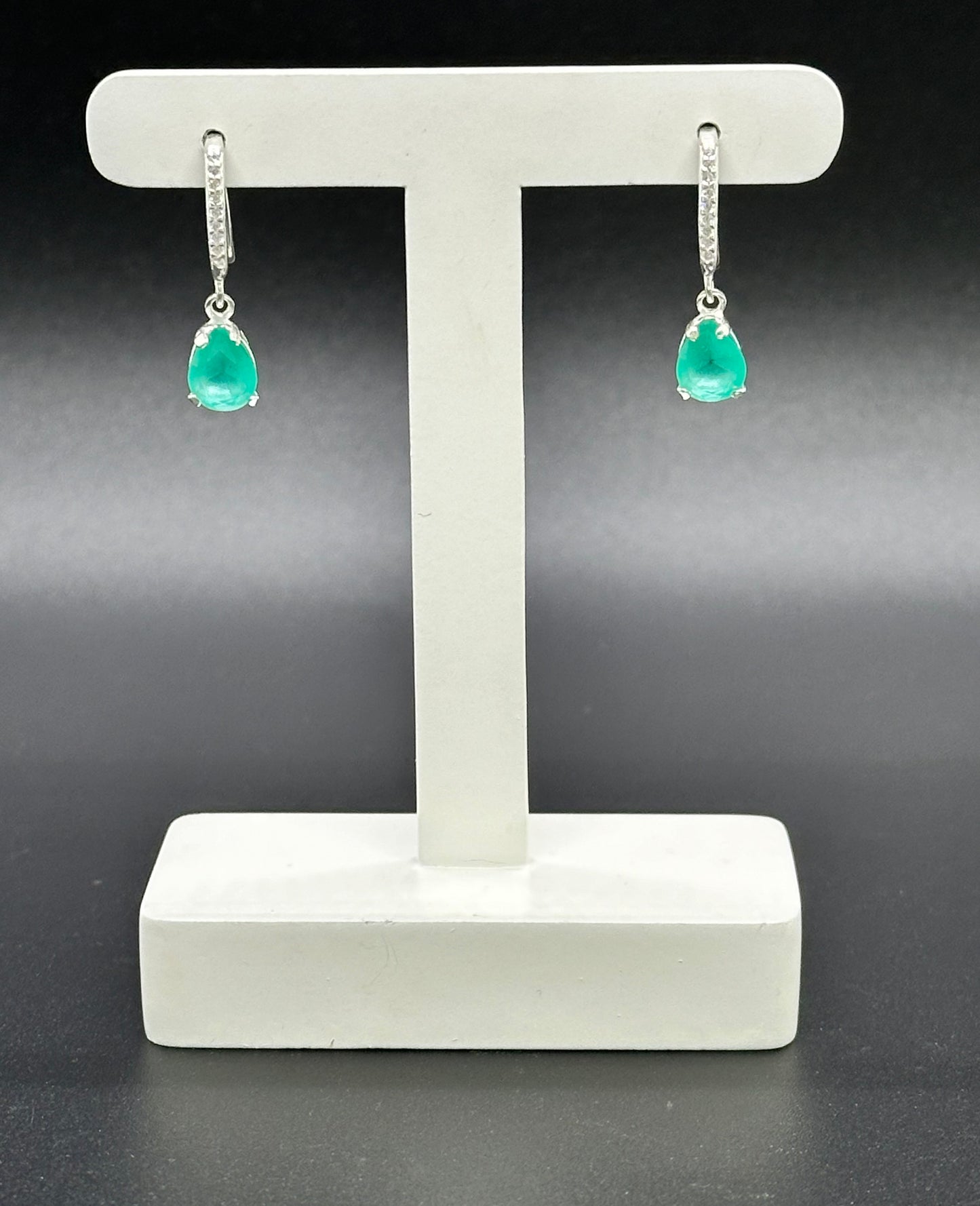 Drop of Light - Silver 925 earrings with zirconia and green tourmaline