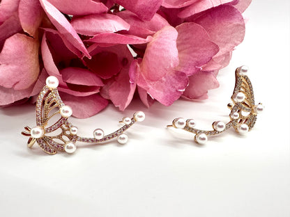 Olivia - Ear cuff style earring in the shape of a butterfly adorned with micro zirconias