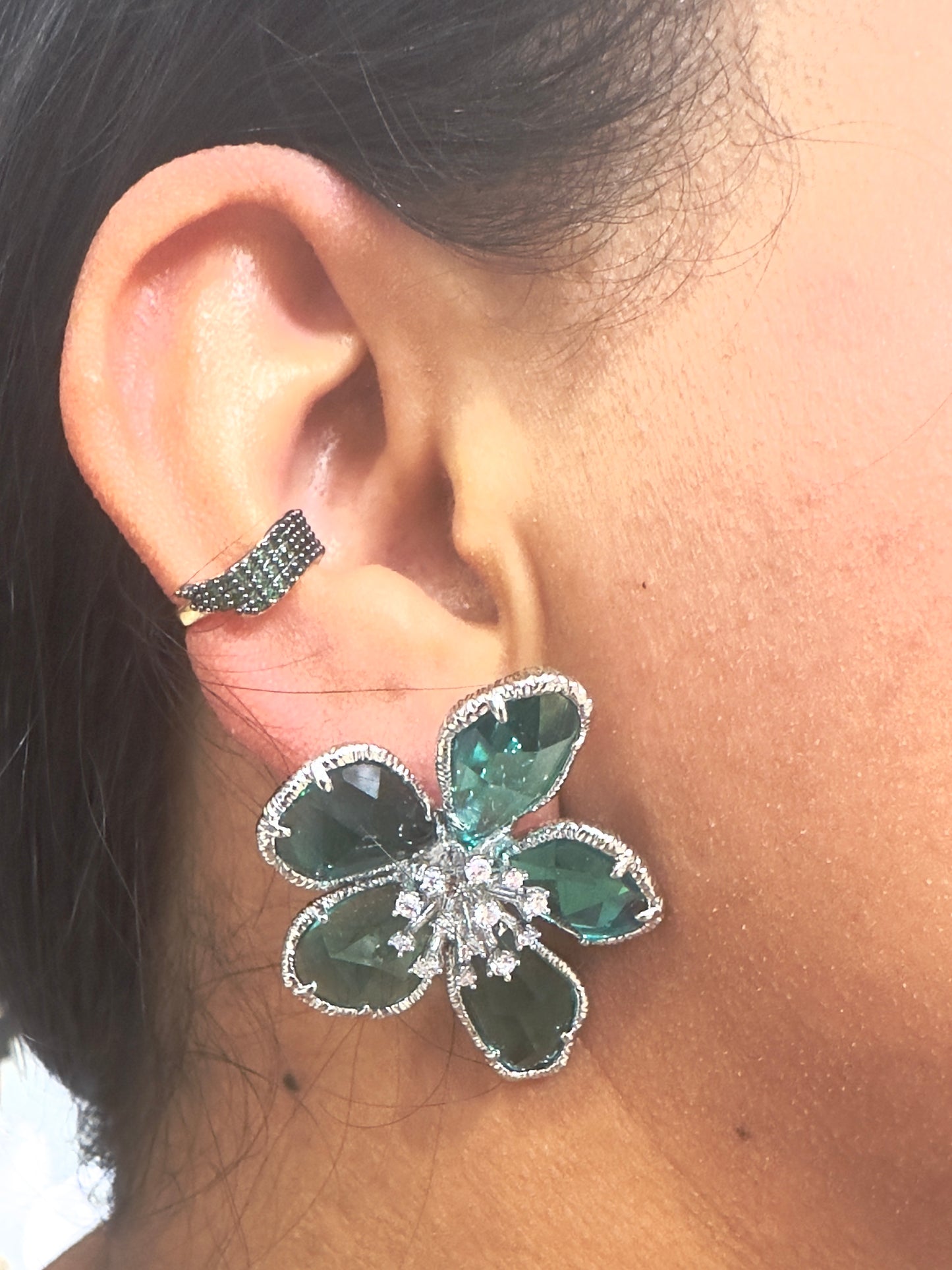 Fernanda- gemstone flower earring