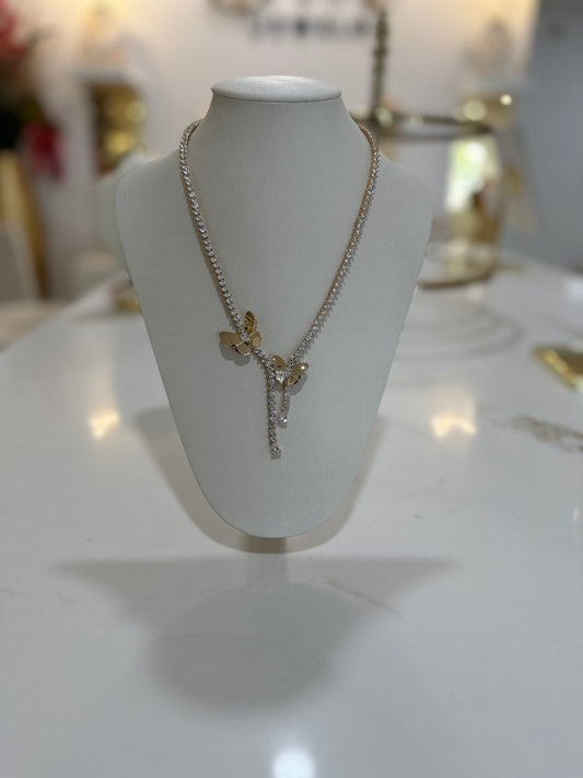 Valencia -  necklace with sparkling zirconia and two delicately crafted butterflies