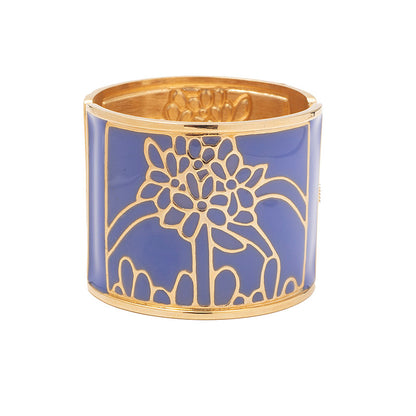 Manaca - Wide bracelet with gold plating and enamel details resembling leaves.