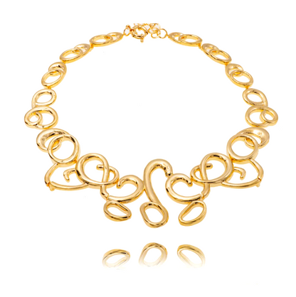 Enrolle Set - necklace and earrings textures inspired by the richness of links 18K gold plating