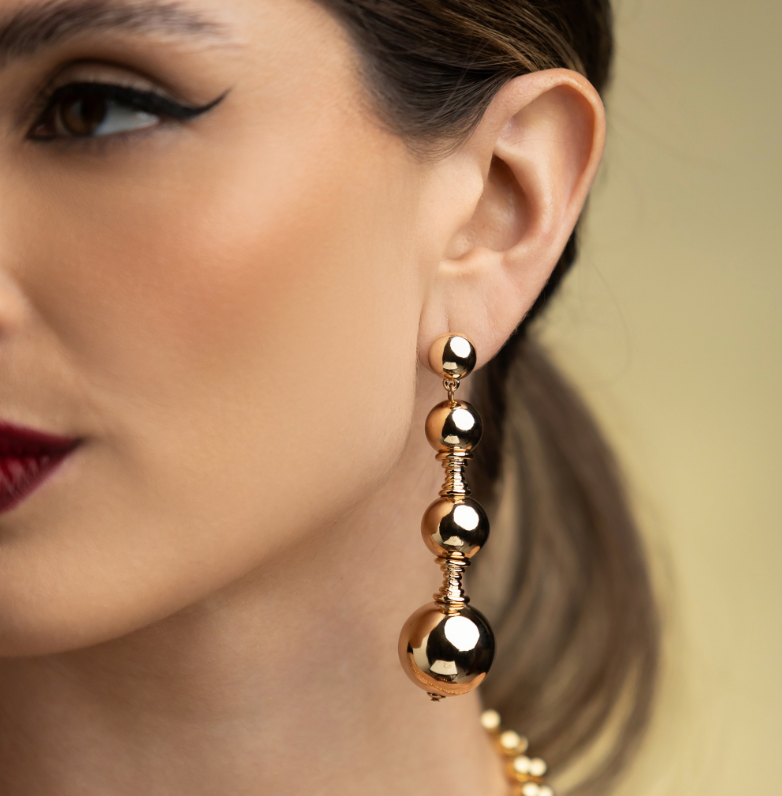 Jennifer - Gold string sphere earring