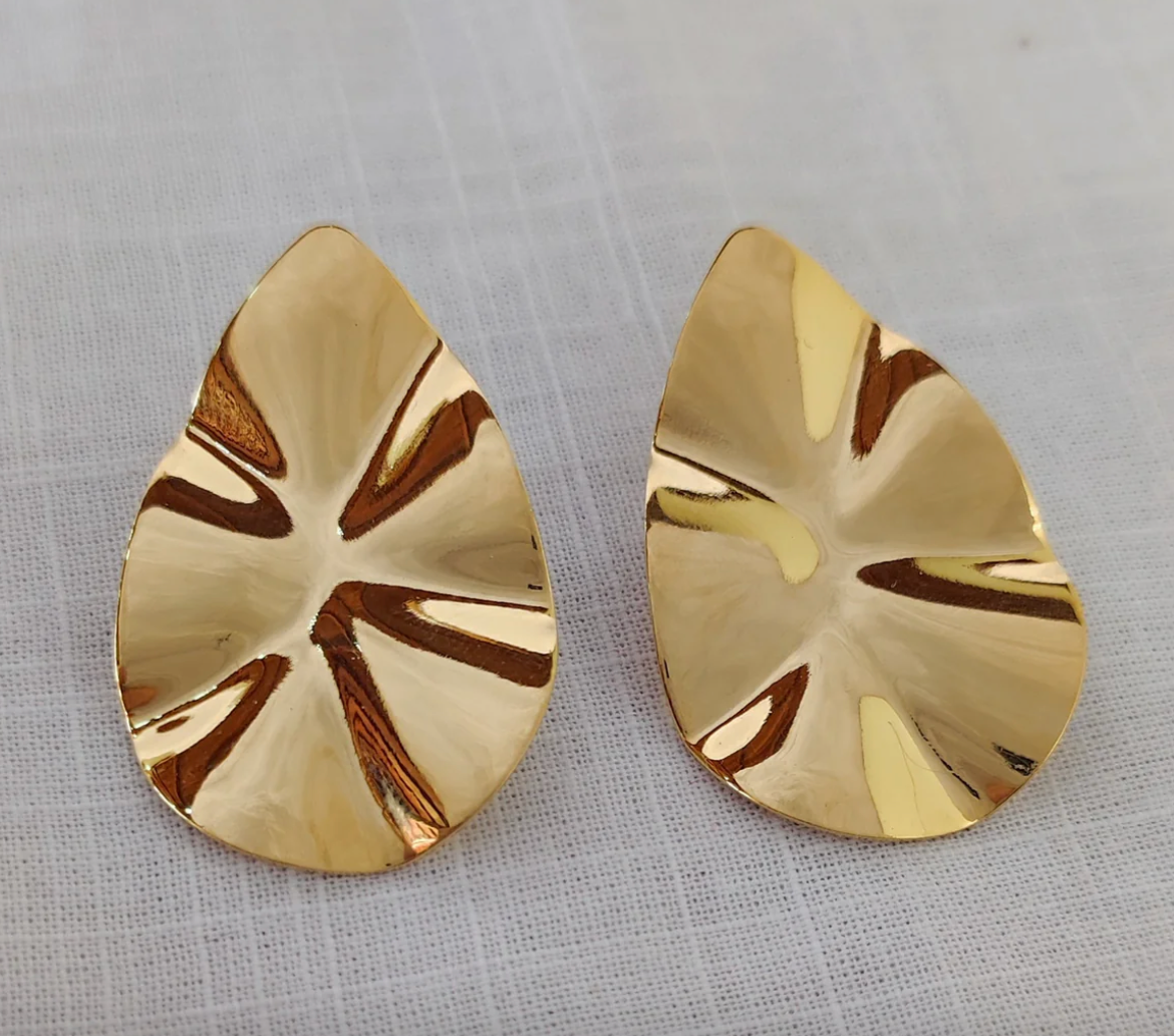 Lana - Geometric minimalist modern earrings double hammered