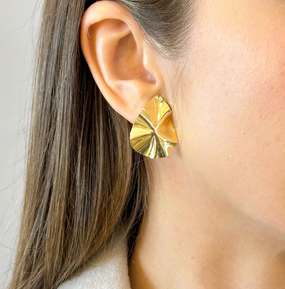 Lana - Geometric minimalist modern earrings double hammered