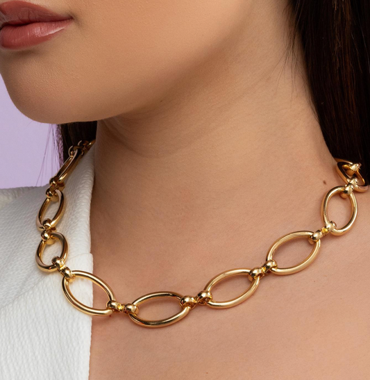 Bessemer - chain with large and thin links in 18 gold plating.