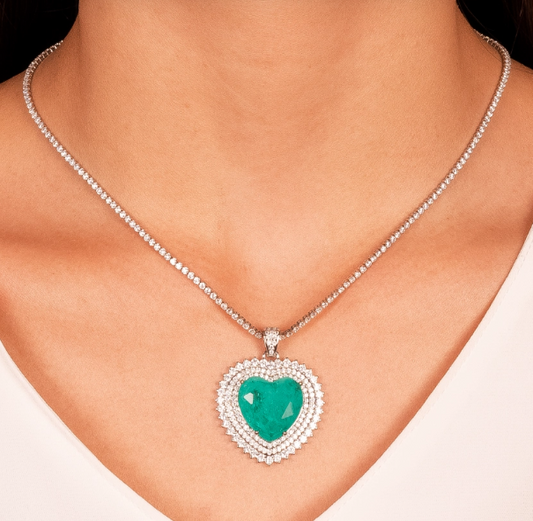Cassandra- emerald heart necklace