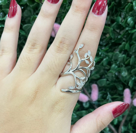 Jillian - adjustable silver branch ring