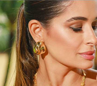 Solar Pebble - Earrings crafted through electroforming and elegantly plated in 18K gold.