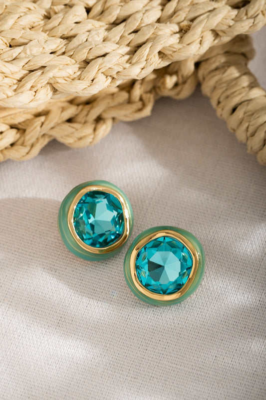 Elaine - Earrings rounded with a central large stone