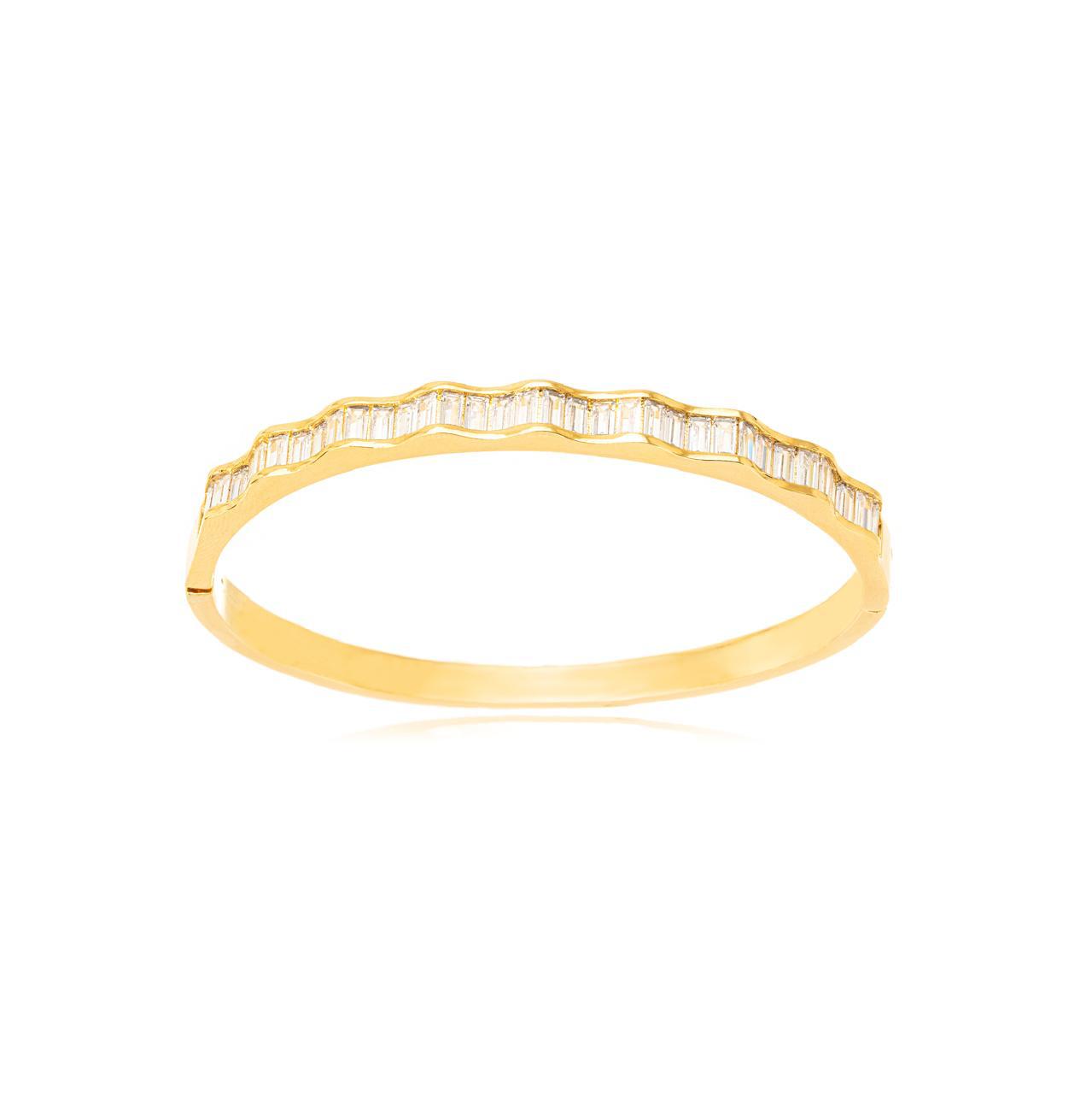 Birmingham - Wave-designed bracelet with a click clasp adorned with colored zirconia