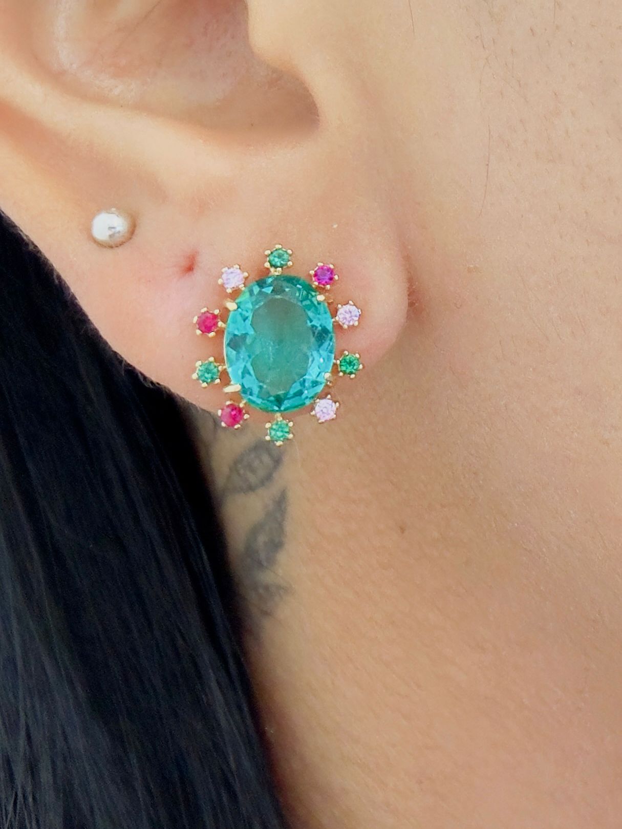 Roselyn - Radiant Gemstone Cluster Earrings Collection