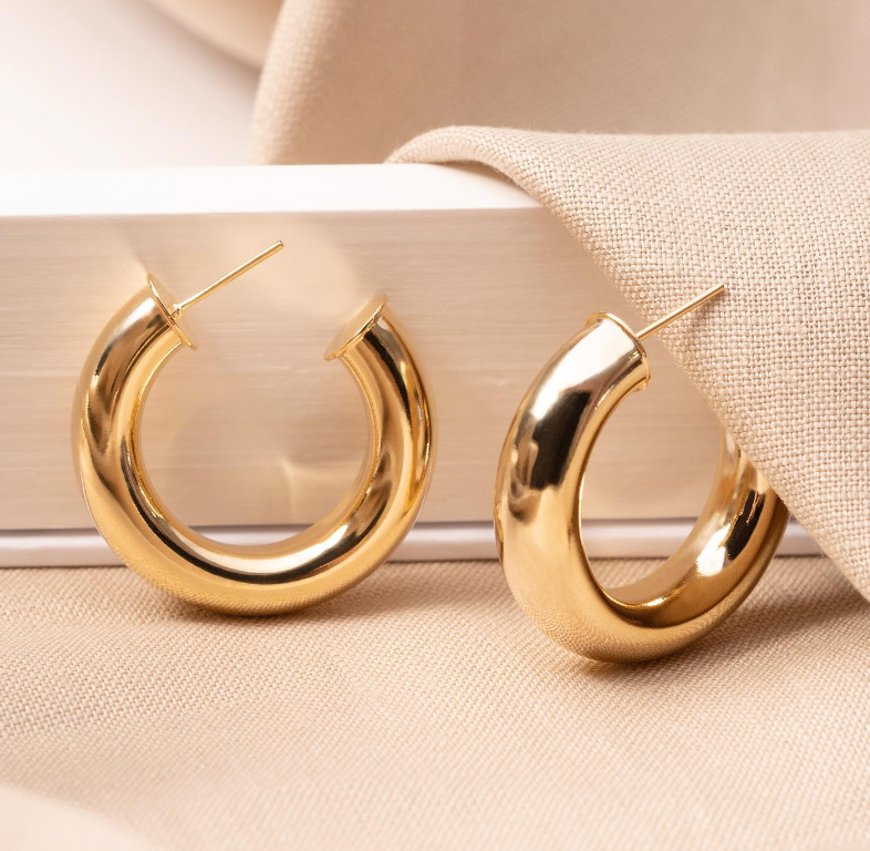 Chastity - Chunky metal finish hoop earrings